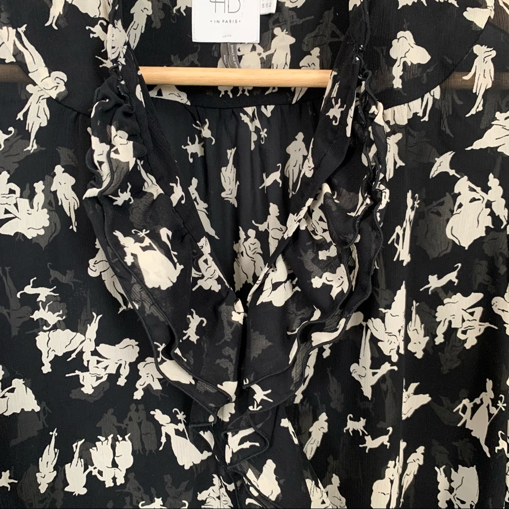 HD in Paris Blouse from Anthropologie | Size 4 | Black and Tan - Picture 6 of 8